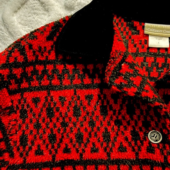 Coldwater Creek Moose Print Fleece Jacket Size Large - Picture 4 of 7